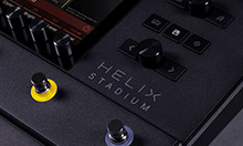 Close-up of Helix Stadium logo and control knob