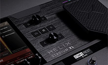 Close-up of Helix Stadium logo and control knobs